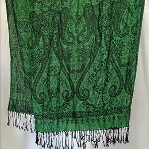 Wide fringed Bohemian soft scarf